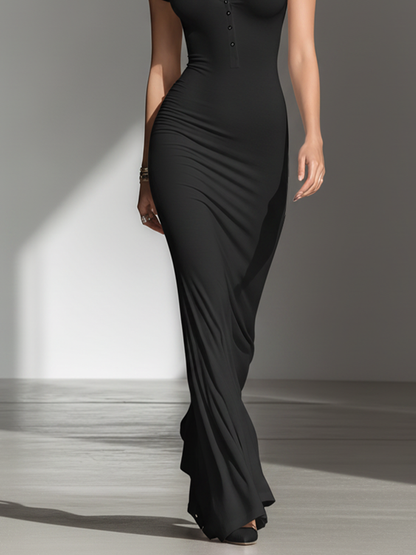 Women's Black Jersey Maxi Dress – ModClo