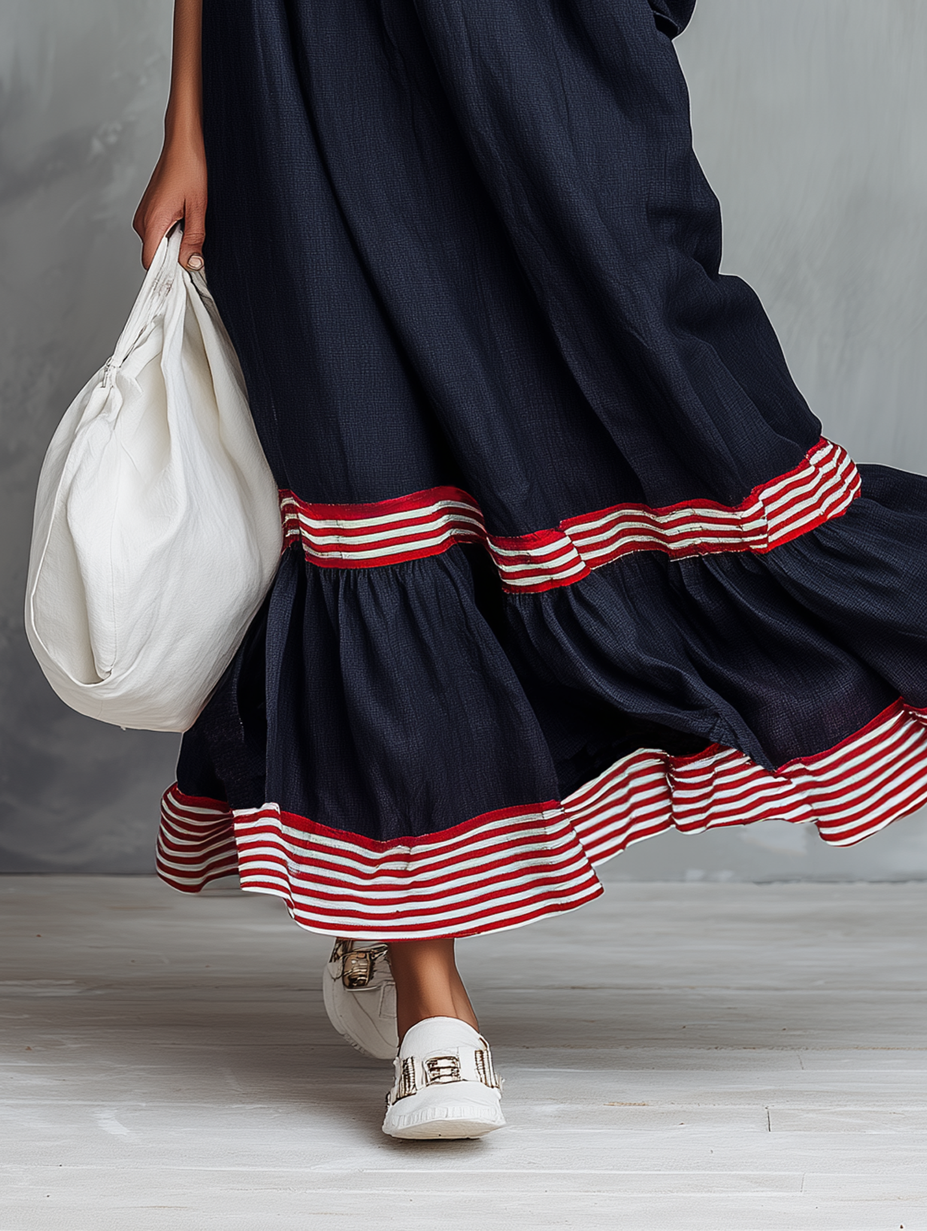 Women's Linen Long Sleeve Striped Maxi Dress – ModClo