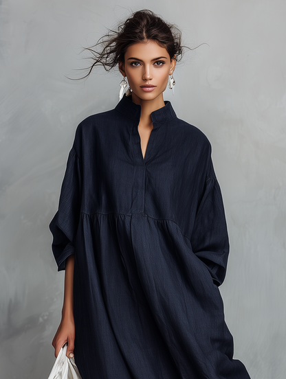 Women's Linen Long Sleeve Striped Maxi Dress – ModClo