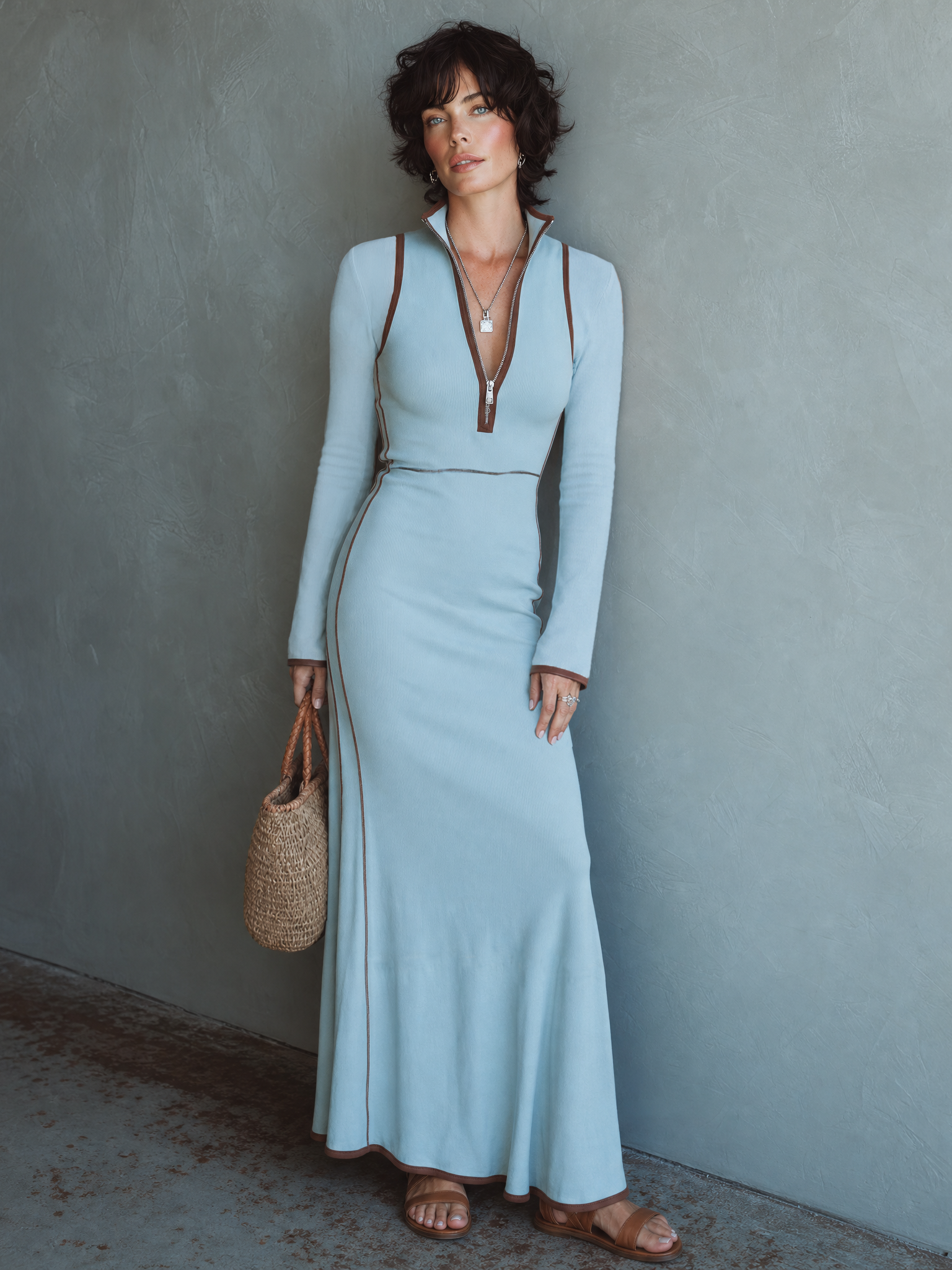 Women's Knit Long Sleeve Maxi Dress – ModClo