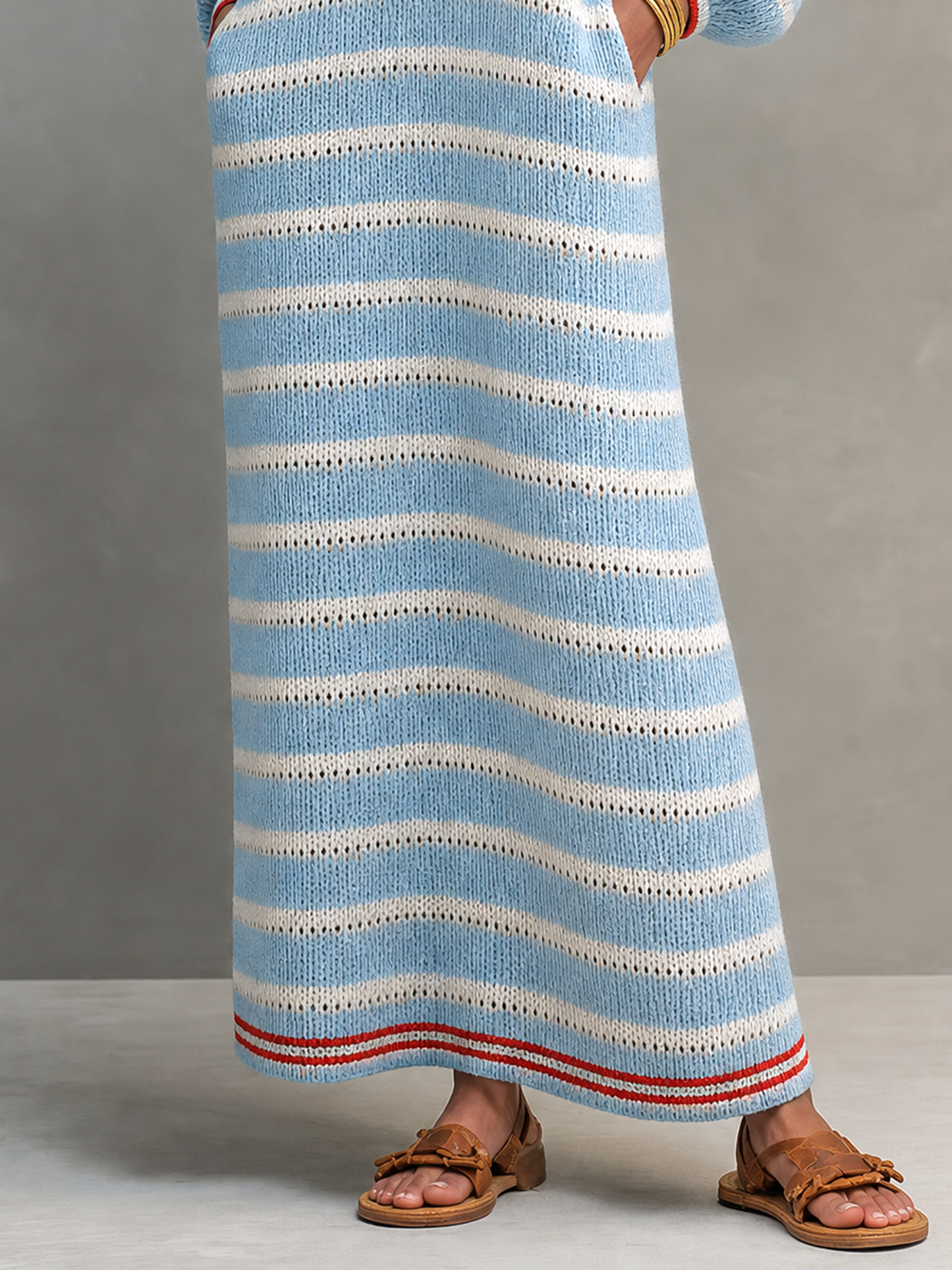 Women's Square Neck Long Sleeve Striped Sweater Dress – ModClo