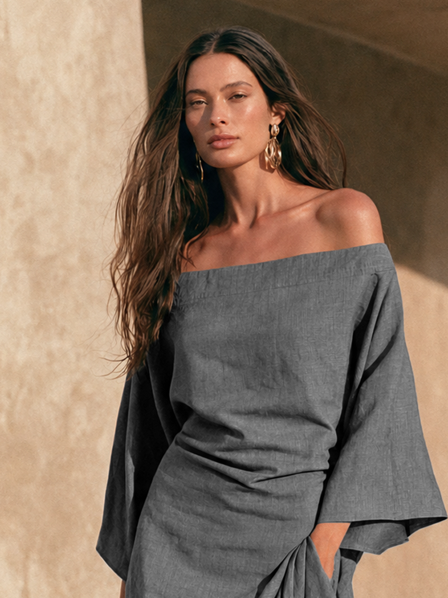 Women's Off Shoulder Ruffled Maxi Dress – ModClo