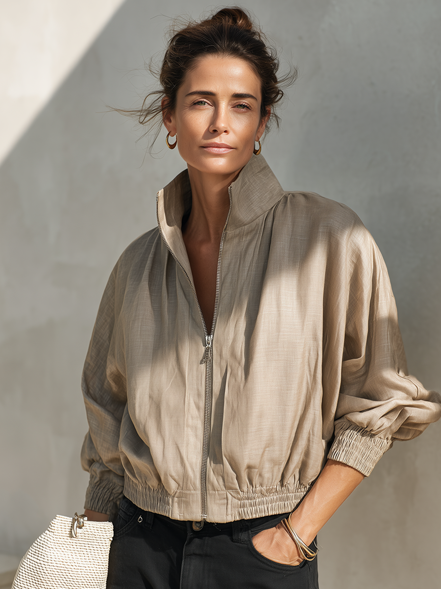 Women's Stand Collar Short Zip Jacket – ModClo