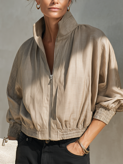 Women's Stand Collar Short Zip Jacket – ModClo