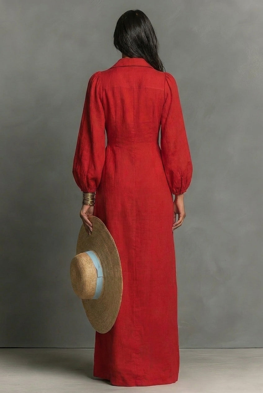 Women's Long Sleeve Single Breasted Maxi Dress – ModClo