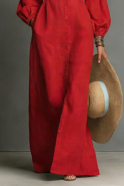 Women's Long Sleeve Single Breasted Maxi Dress – ModClo