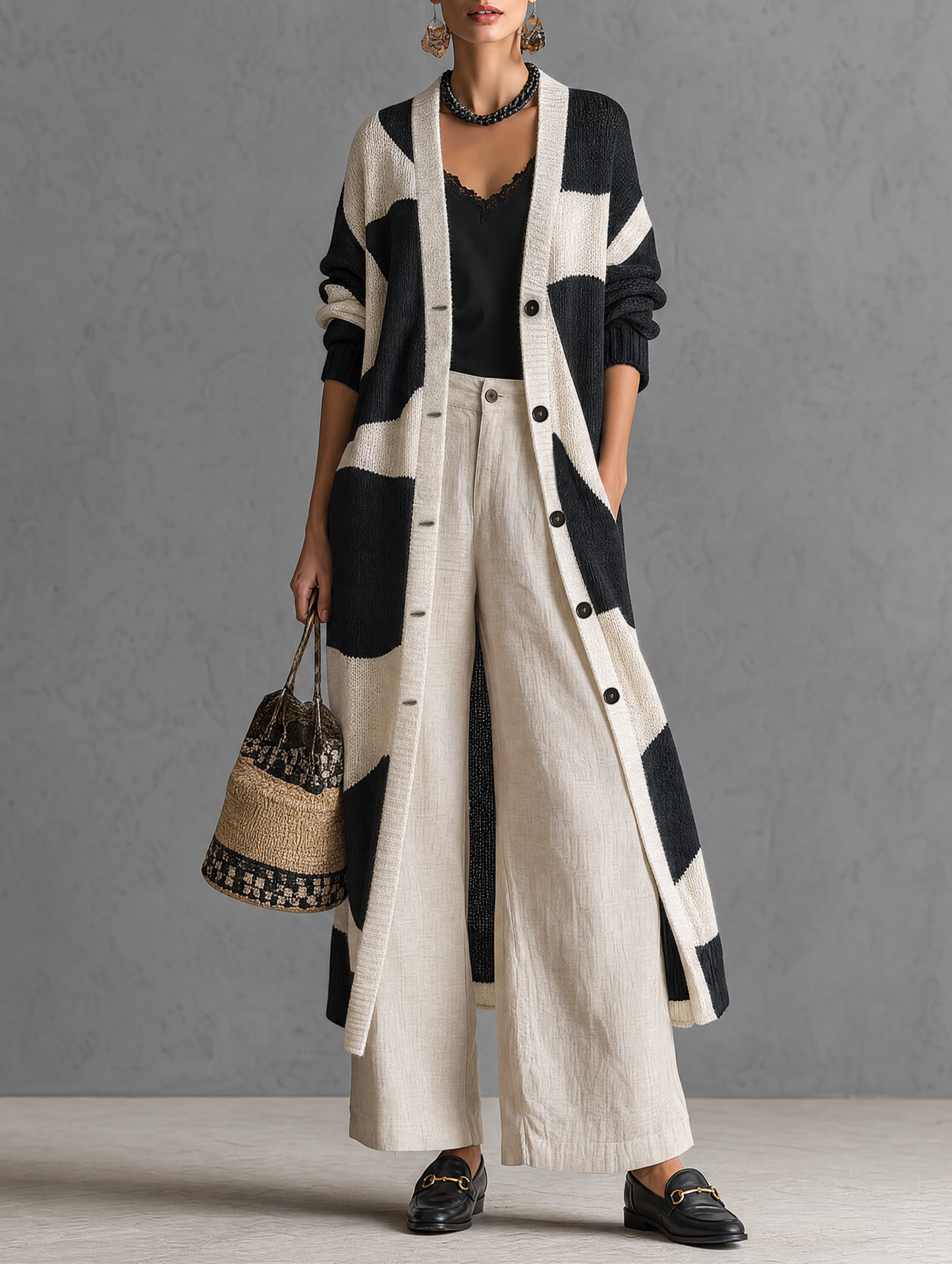 Women's Jacquard Color Block Cardigan – ModClo