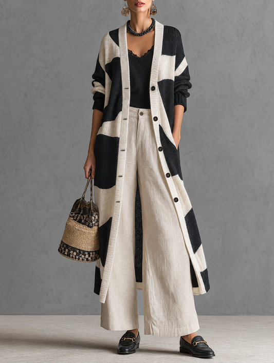 Women's Jacquard Color Block Cardigan – ModClo