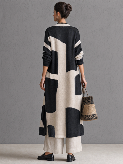 Women's Jacquard Color Block Cardigan – ModClo