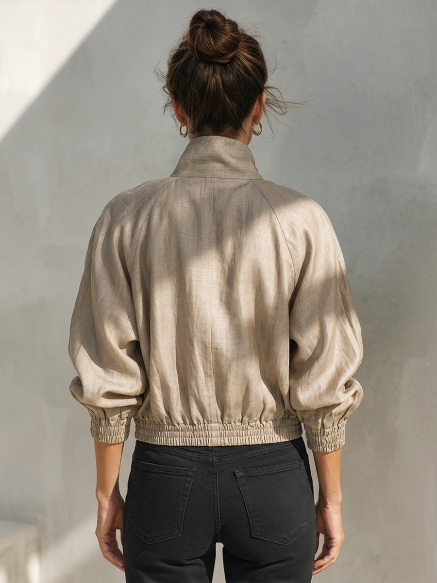 Women's Stand Collar Short Zip Jacket – ModClo