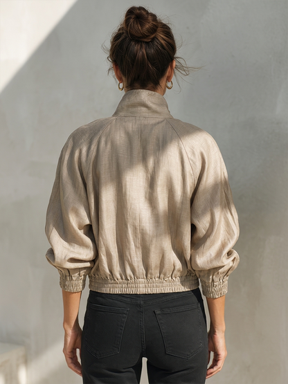 Women's Stand Collar Short Zip Jacket – ModClo