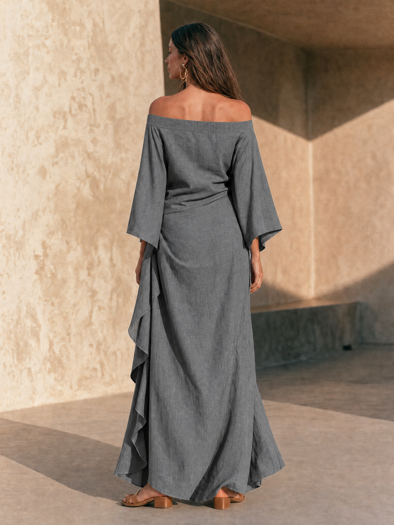 Women's Off Shoulder Ruffled Maxi Dress – ModClo