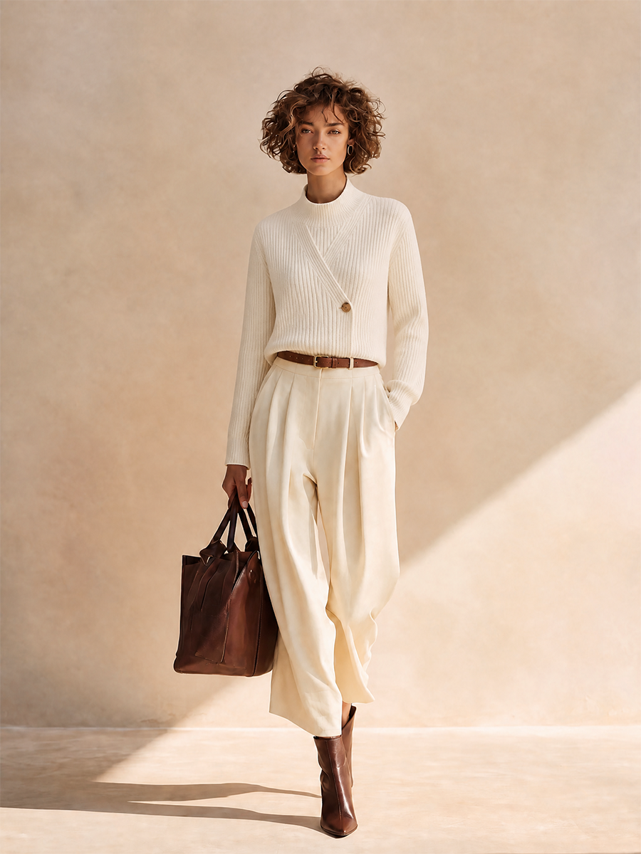 Women's Knit Long Sleeve Pleated Set – ModClo