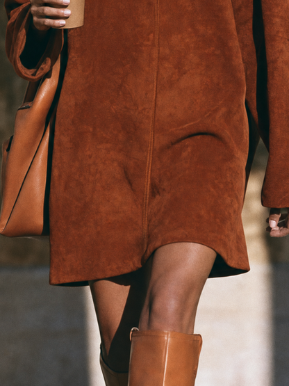 Women's Suede Faux Mock Mini Dress – ModClo