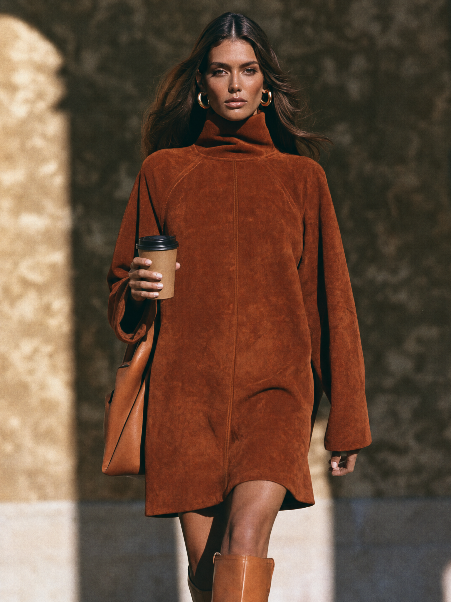 Women's Suede Faux Mock Mini Dress – ModClo