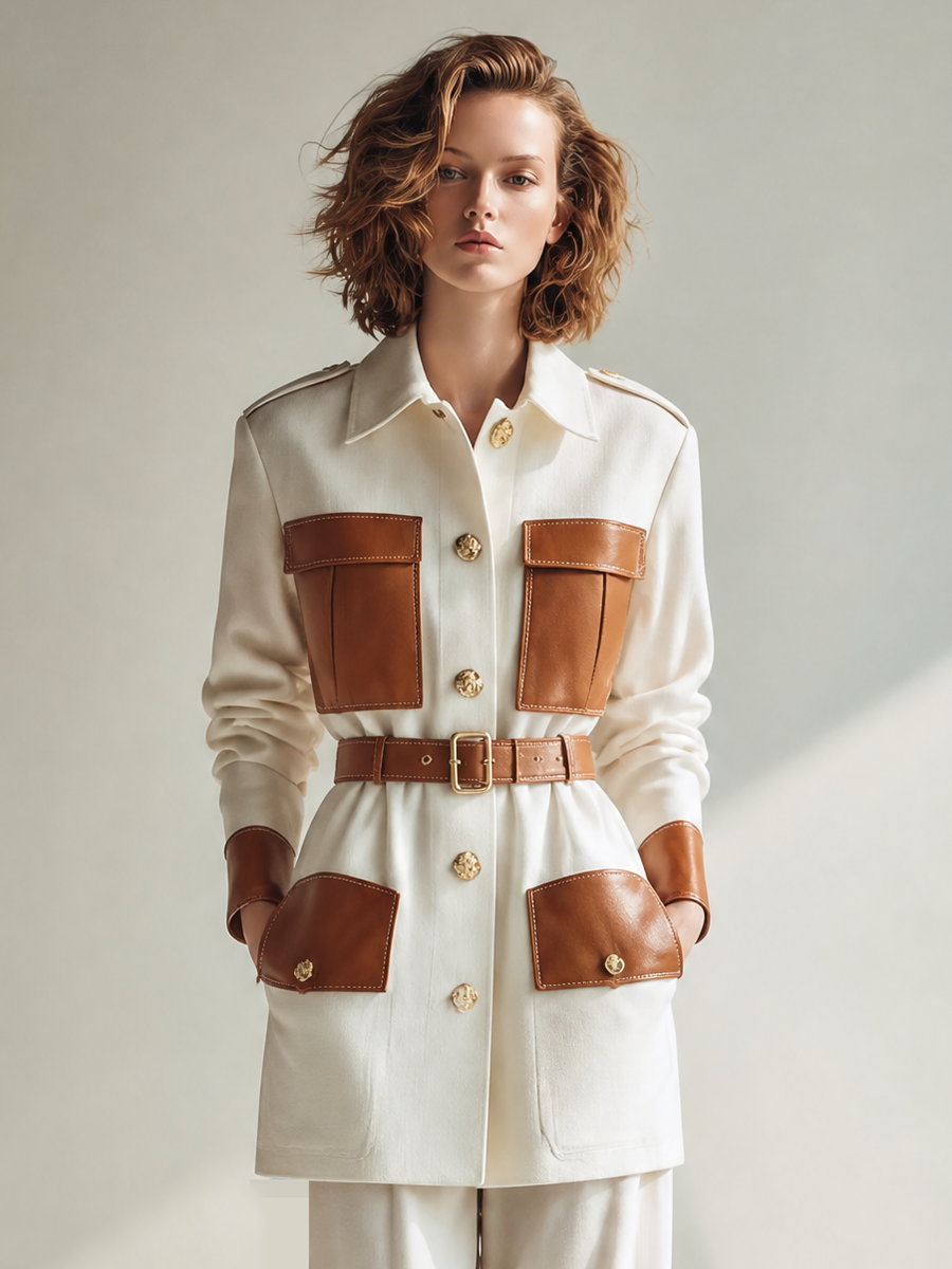 Women's Leather Long Sleeve Belted Vintage Jacket – ModClo