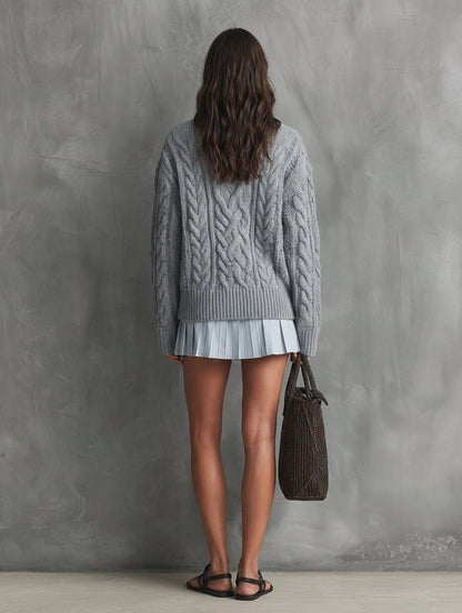 Women's Grey Knit Long Sleeve Jumper – ModClo