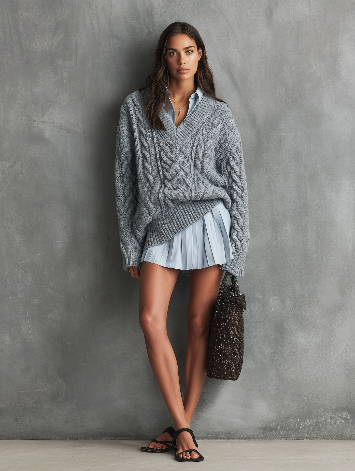 Women's Grey Knit Long Sleeve Jumper – ModClo