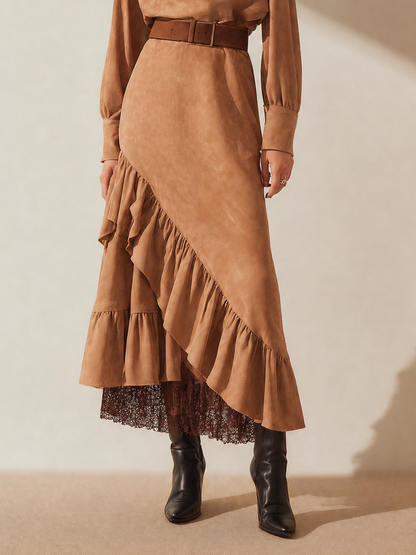 Women's Long Sleeve Belted Asymmetric Midi Dress – ModClo