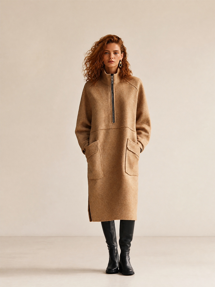 Women's High Neck Long Sleeve Midi Dress – ModClo