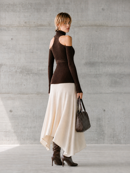 Women's High Neck Cut-Out Knit Top – ModClo