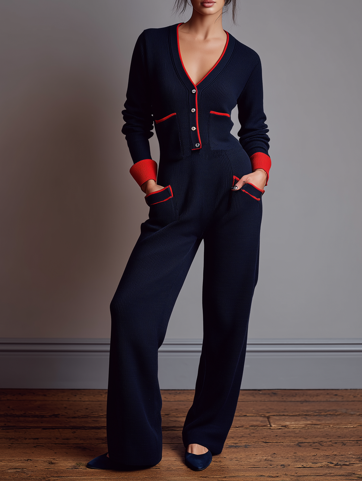 Women's Red Knit Jumpsuit – ModClo