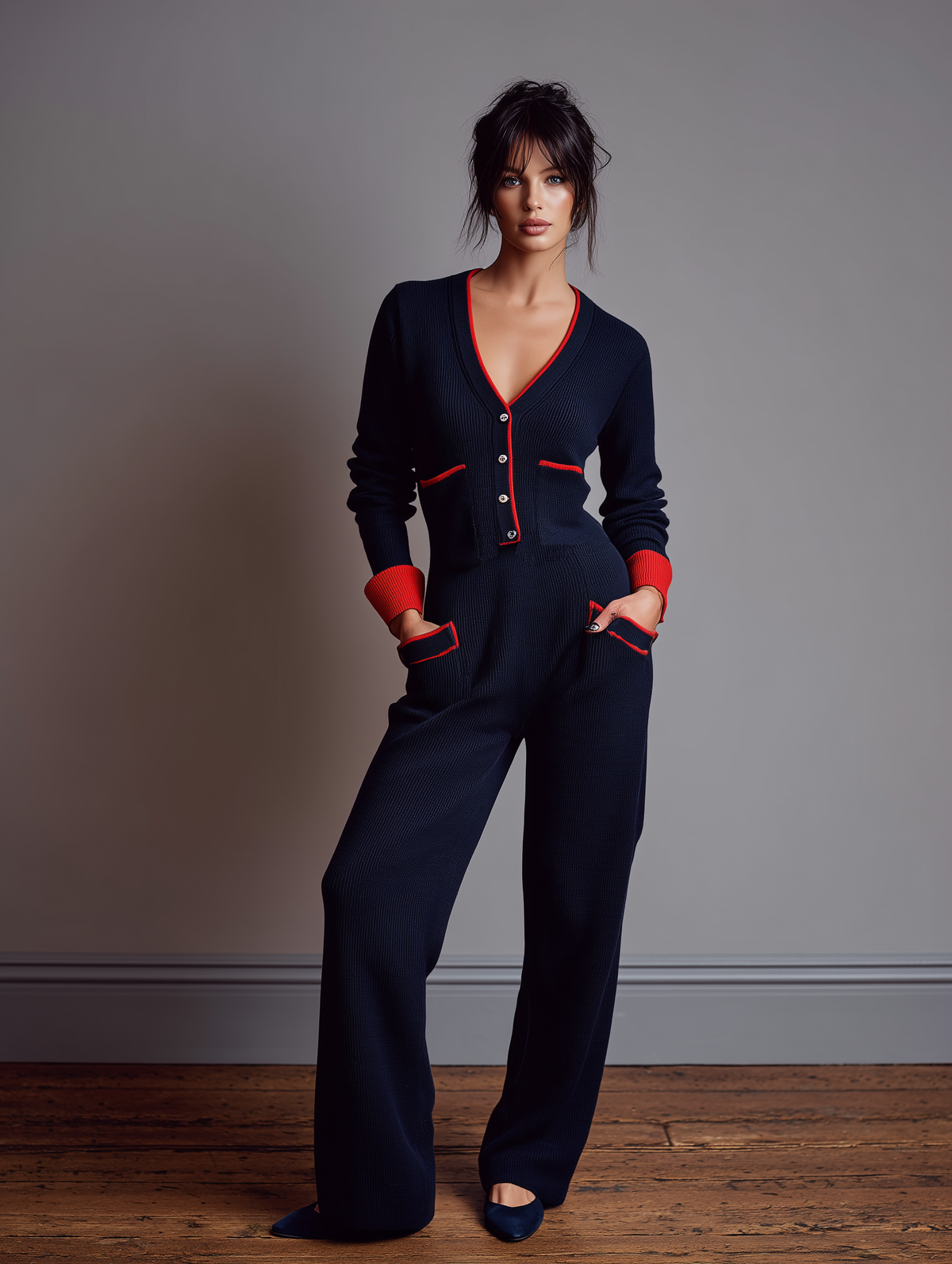 Women's Red Knit Jumpsuit – ModClo