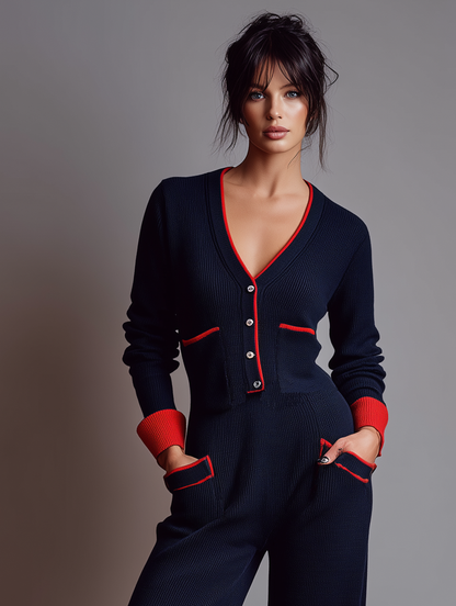 Women's Red Knit Jumpsuit – ModClo