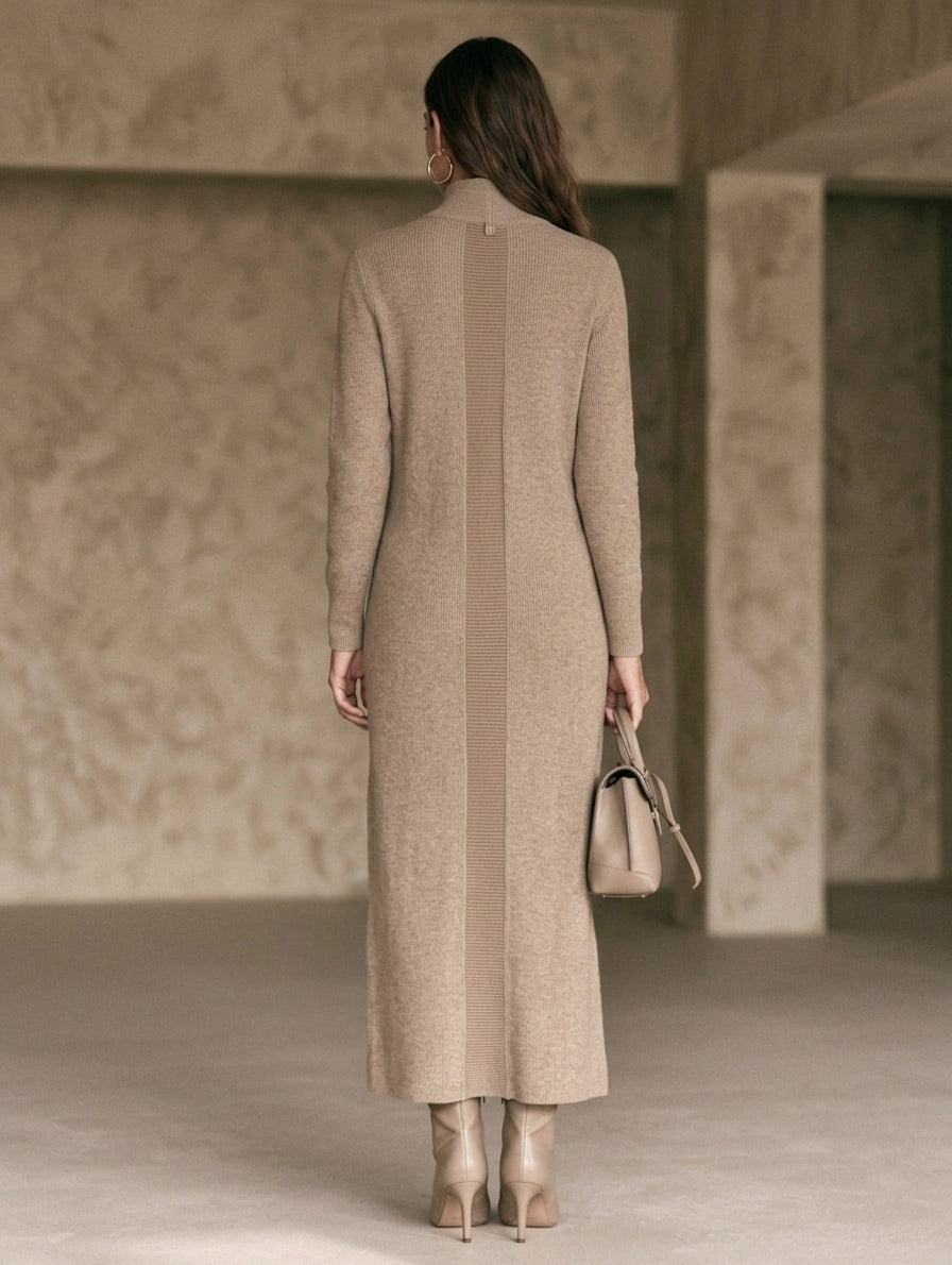 Women's Khaki Knit Long Sleeve Maxi Dress – ModClo