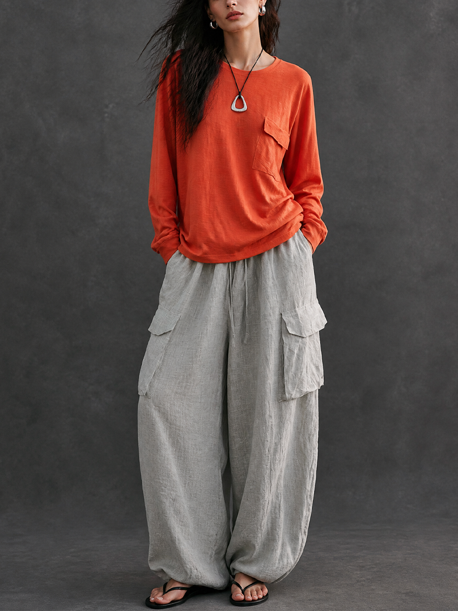 Women's Linen Cargo Trouser Set – ModClo