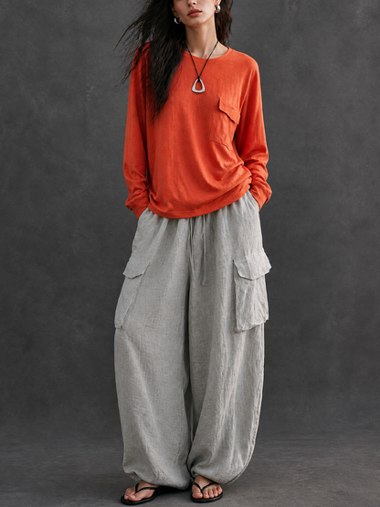 Women's Linen Cargo Trouser Set – ModClo