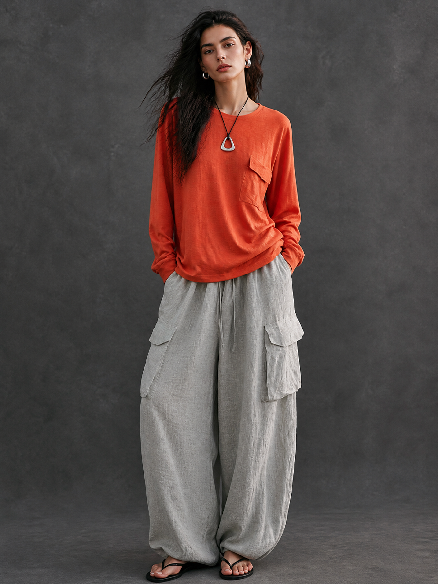 Women's Linen Cargo Trouser Set – ModClo