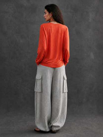 Women's Linen Cargo Trouser Set – ModClo