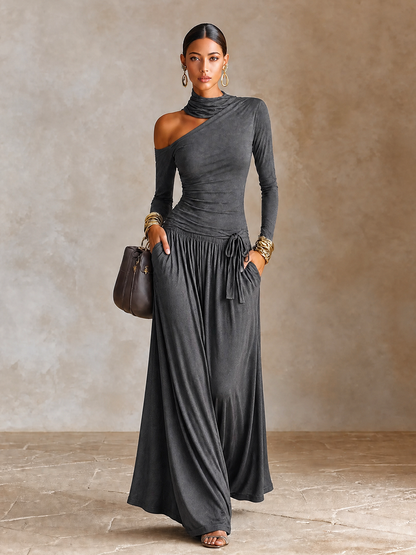 Women's Long Sleeve Asymmetric Maxi Dress – ModClo
