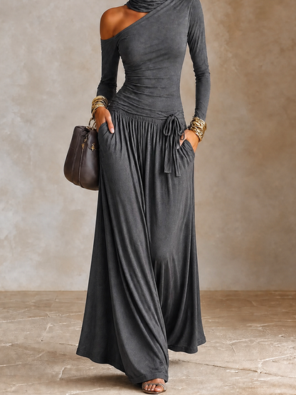Women's Long Sleeve Asymmetric Maxi Dress – ModClo