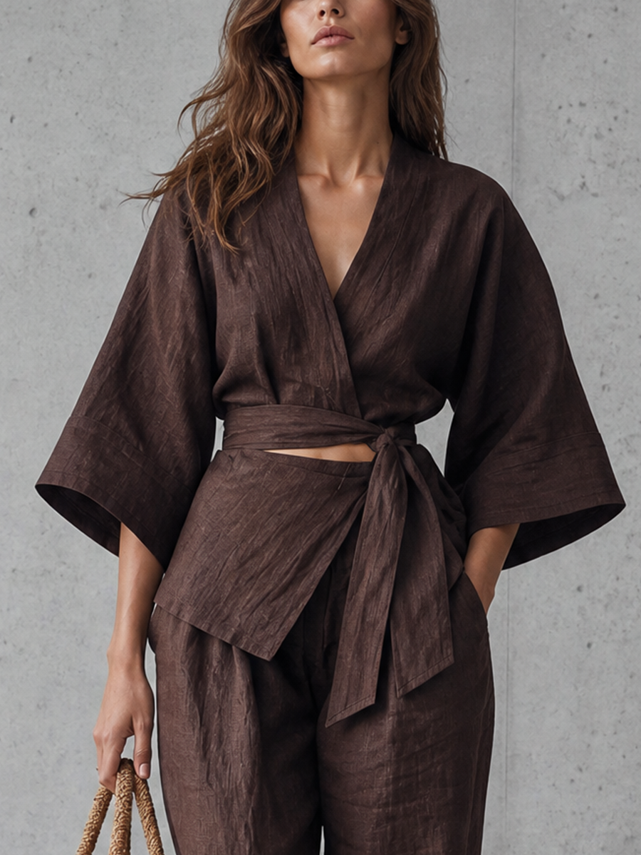 Women's Brown Wrap Set – ModClo