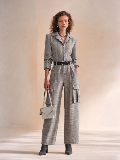 Women's Long Sleeve Belted Cargo Jumpsuit – ModClo