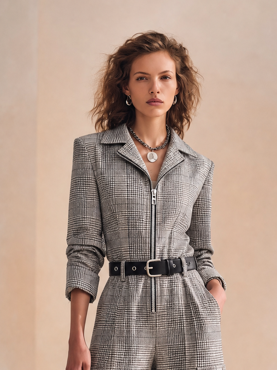Women's Long Sleeve Belted Cargo Jumpsuit – ModClo