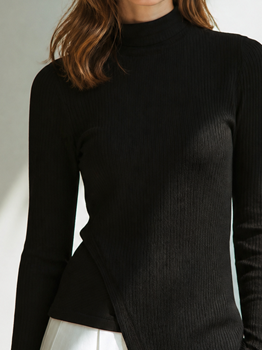 Women's Knit Long Sleeve Asymmetric Top – ModClo