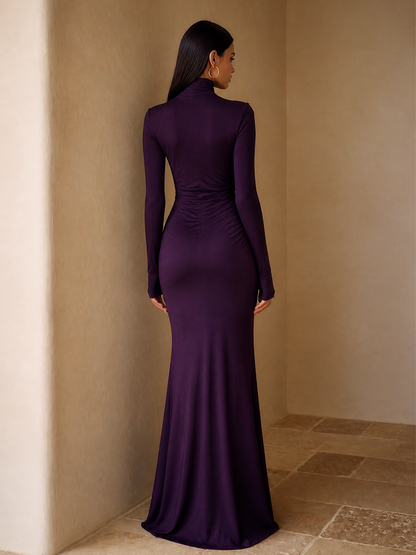 Women's Turtleneck Cut-Out Maxi Dress – ModClo
