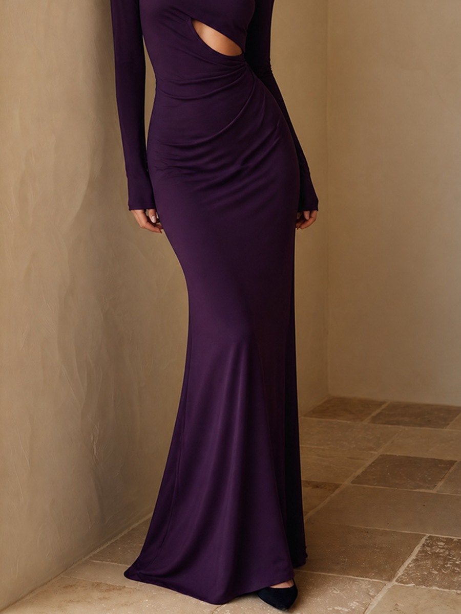 Women's Turtleneck Cut-Out Maxi Dress – ModClo