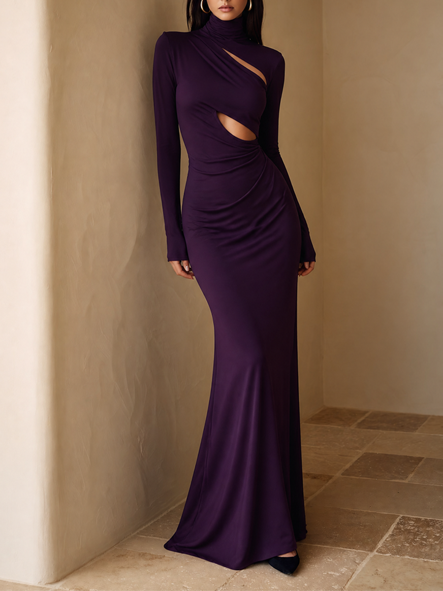 Women's Turtleneck Cut-Out Maxi Dress – ModClo