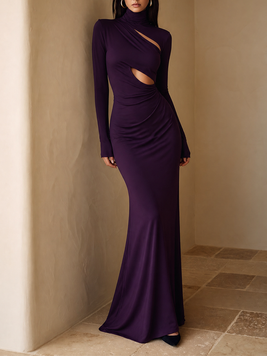 Women's Turtleneck Cut-Out Maxi Dress – ModClo