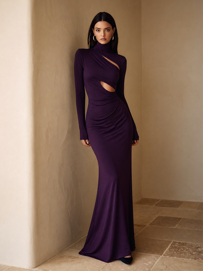 Women's Turtleneck Cut-Out Maxi Dress – ModClo