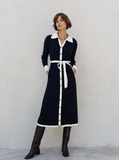 Women's Navy Long Sleeve Sweater Dress – ModClo