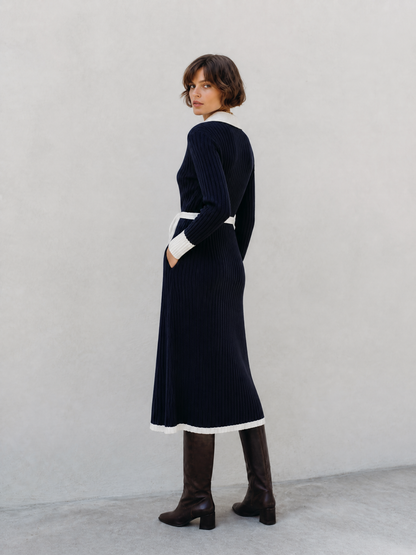 Women's Navy Long Sleeve Sweater Dress – ModClo