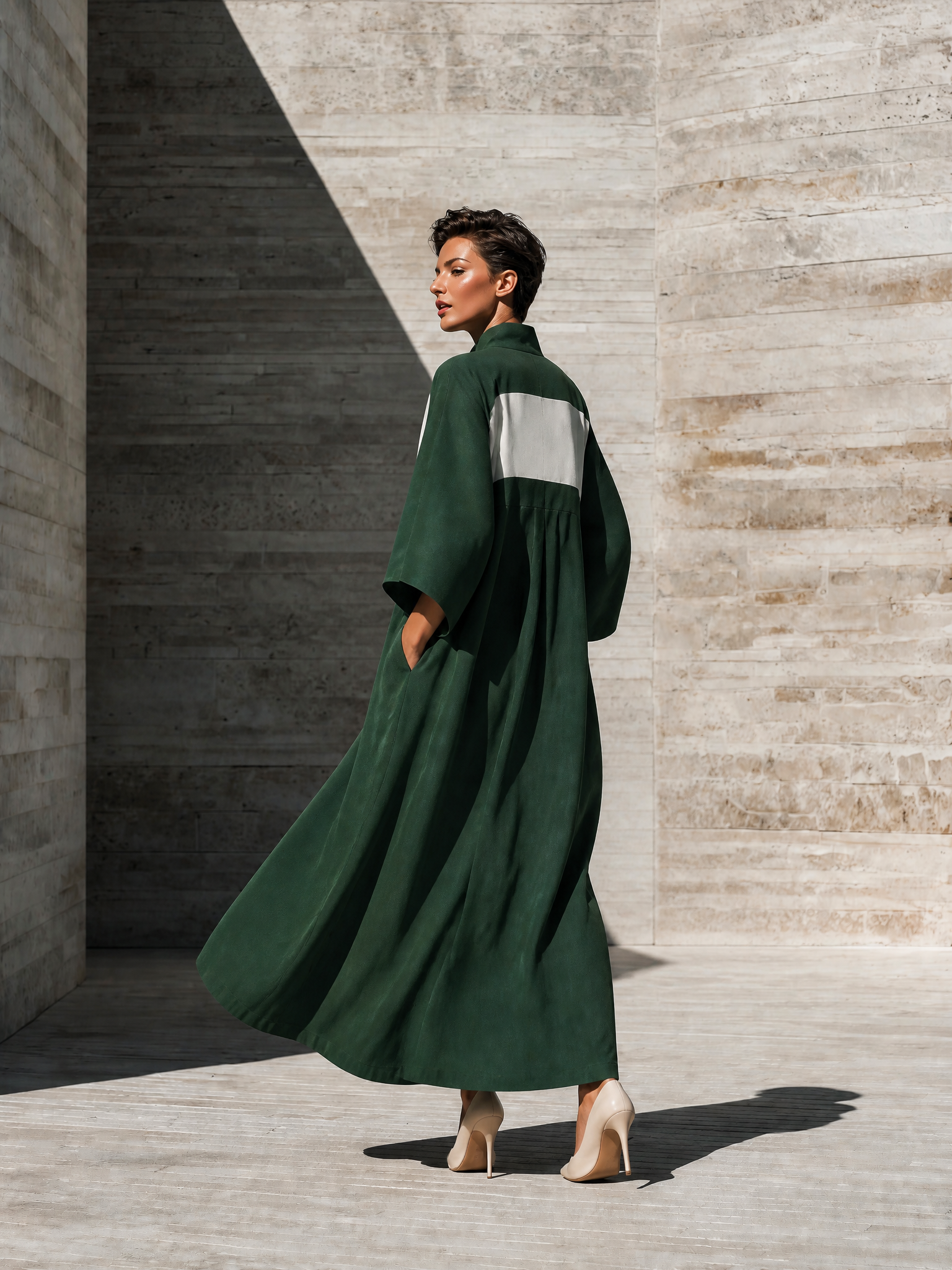 Women's Green Kimono Sleeve Maxi Dress – ModClo