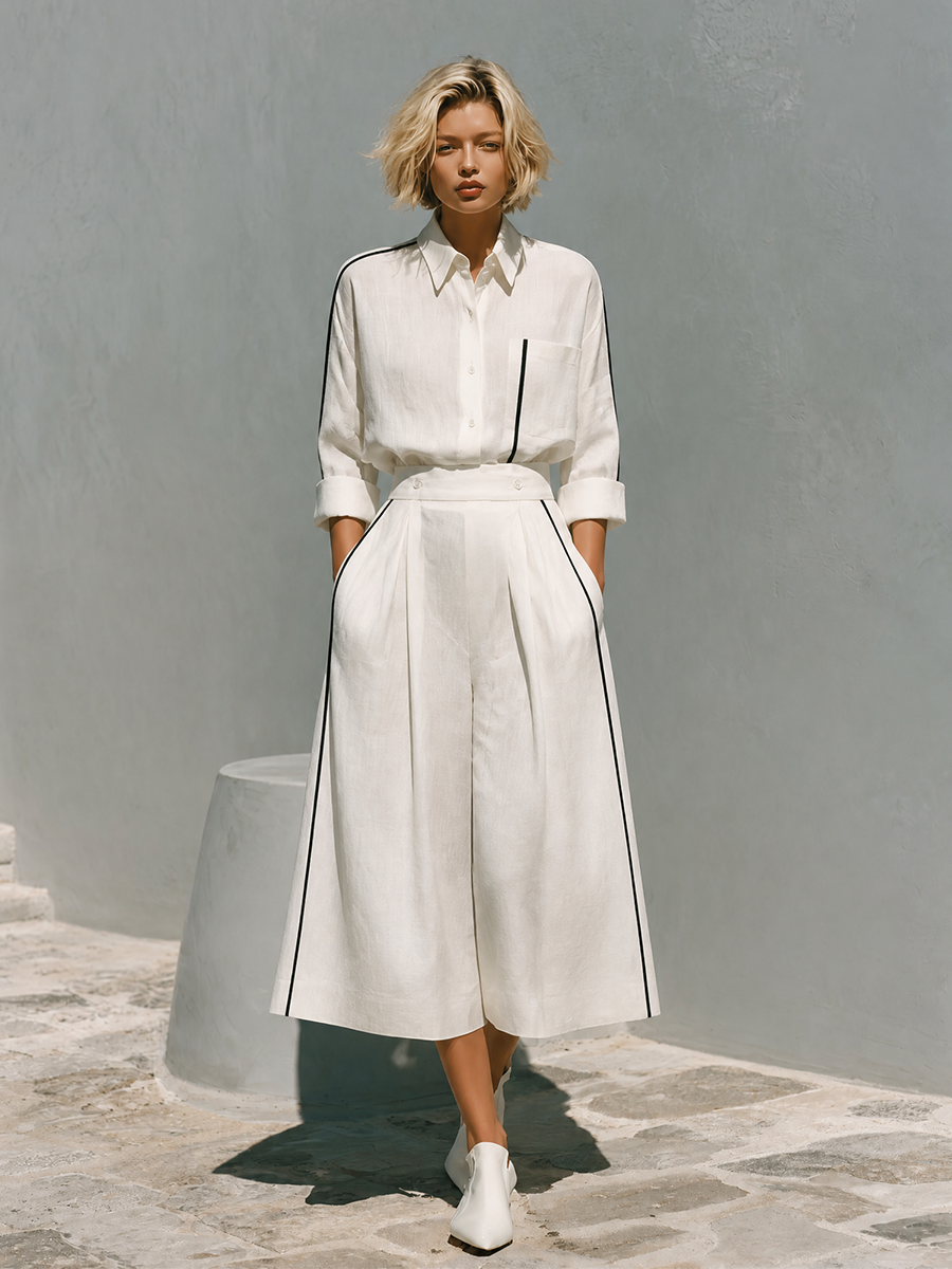 Women's Linen Contrast Trim Set – ModClo