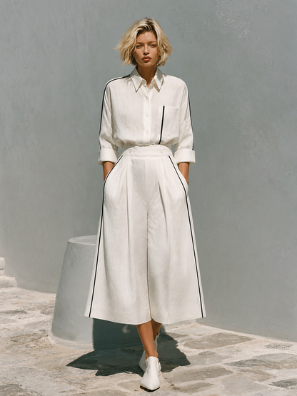 Women's Linen Contrast Trim Set – ModClo