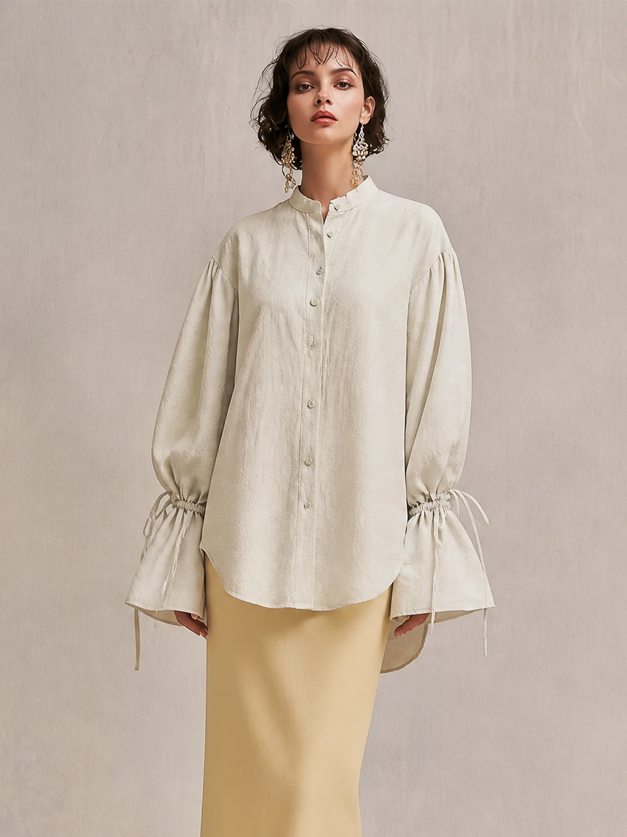 Women's Stand Collar Tie Cuff Shirt – ModClo